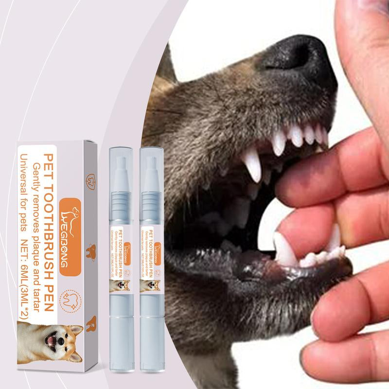 2 PCS 2025 New Pet Toothbrush Pen Pet Tooth Whitening, Dental Care Gel, Ergonomic Brightening Pens for Dog Cats Dental Care Fresh Breath